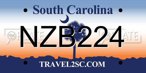 NZB224 South Carolina License Plate