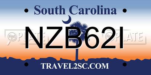 NZB62I South Carolina License Plate