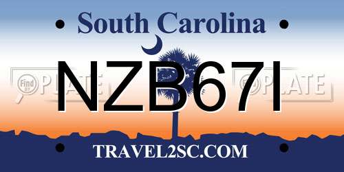 NZB67I South Carolina License Plate
