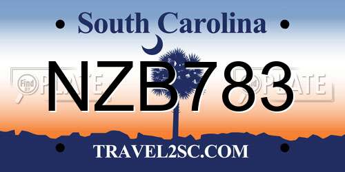 NZB783 South Carolina License Plate