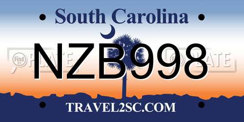 NZB998 South Carolina License Plate