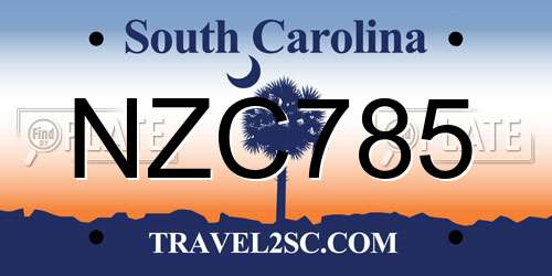 NZC785 South Carolina License Plate