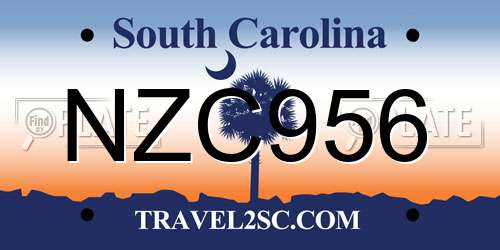 NZC956 South Carolina License Plate