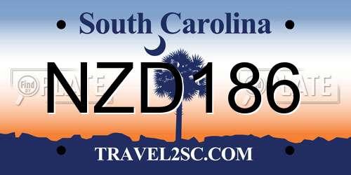 NZD186 South Carolina License Plate