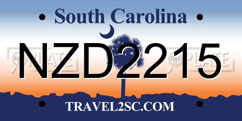 NZD2215 South Carolina License Plate