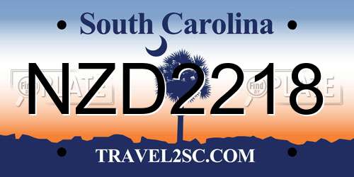 NZD2218 South Carolina License Plate