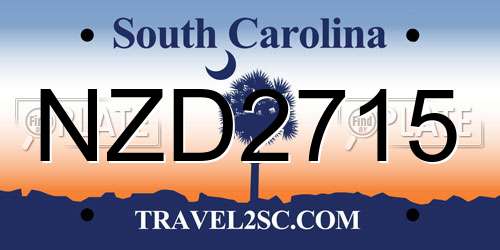 NZD2715 South Carolina License Plate