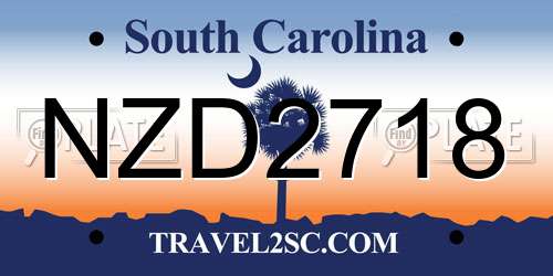 NZD2718 South Carolina License Plate