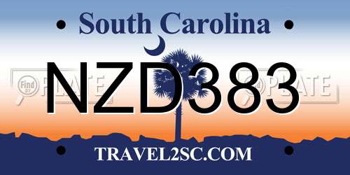 NZD383 South Carolina License Plate