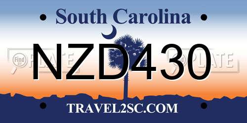 NZD430 South Carolina License Plate