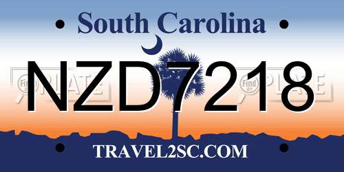 NZD7218 South Carolina License Plate