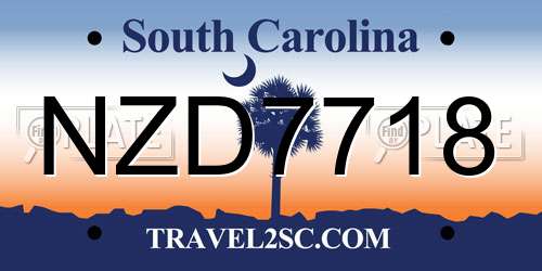 NZD7718 South Carolina License Plate