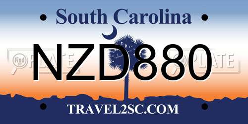 NZD880 South Carolina License Plate