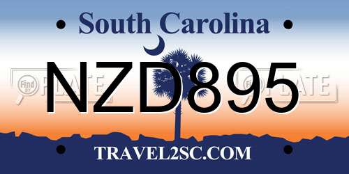 NZD895 South Carolina License Plate