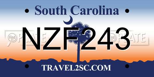 NZF243 South Carolina License Plate