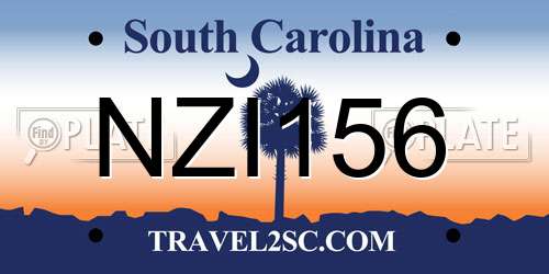 NZI156 South Carolina License Plate
