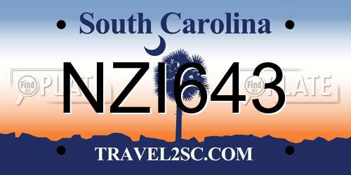 NZI643 South Carolina License Plate