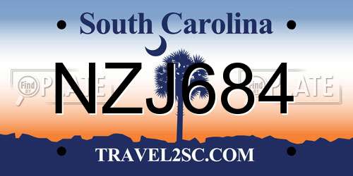 NZJ684 South Carolina License Plate