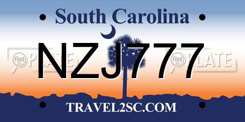 NZJ777 South Carolina License Plate