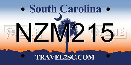 NZM215 South Carolina License Plate