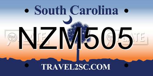 NZM505 South Carolina License Plate