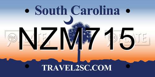 NZM715 South Carolina License Plate