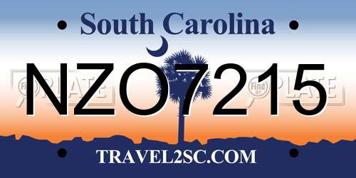 NZO7215 South Carolina License Plate