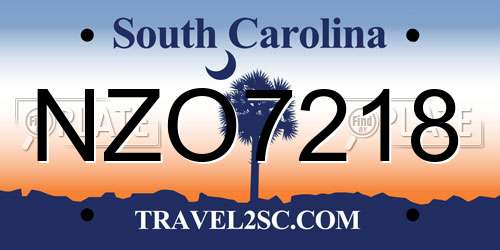 NZO7218 South Carolina License Plate