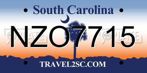 NZO7715 South Carolina License Plate