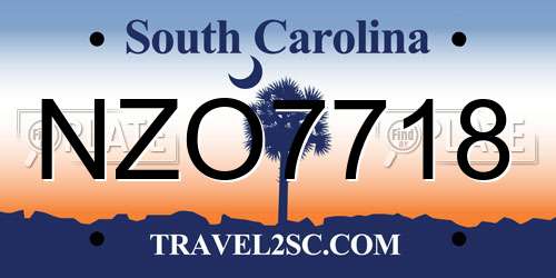 NZO7718 South Carolina License Plate