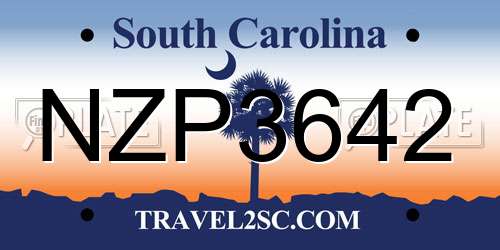 NZP3642 South Carolina License Plate