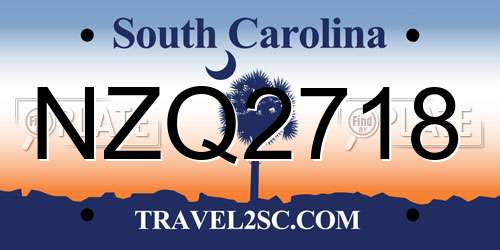 NZQ2718 South Carolina License Plate