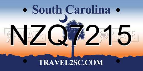 NZQ7215 South Carolina License Plate
