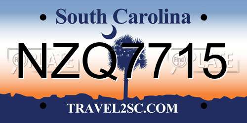 NZQ7715 South Carolina License Plate