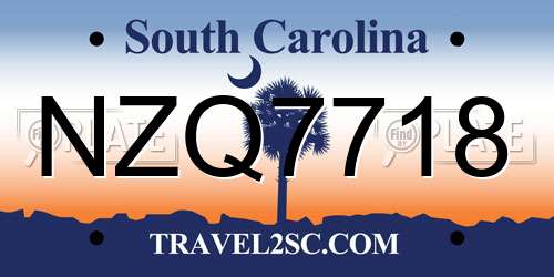 NZQ7718 South Carolina License Plate