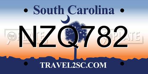 NZQ782 South Carolina License Plate