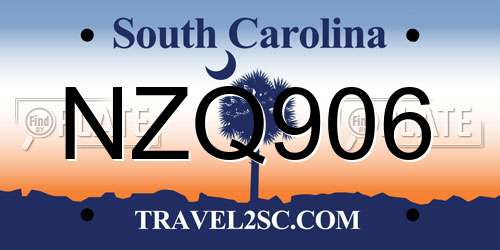 NZQ906 South Carolina License Plate