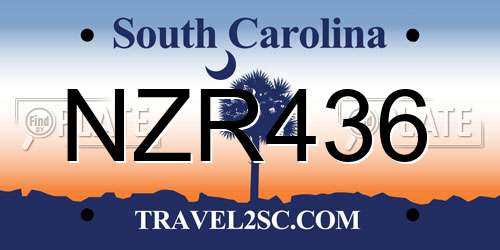 NZR436 South Carolina License Plate