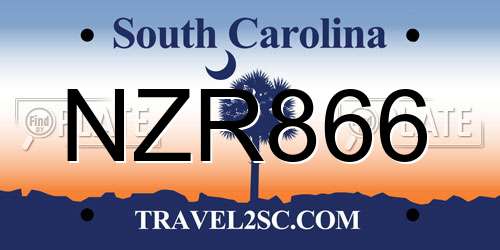 NZR866 South Carolina License Plate