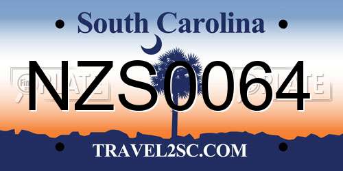 NZS0064 South Carolina License Plate