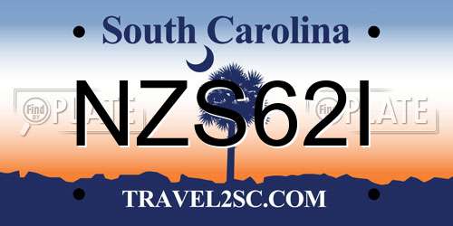 NZS62I South Carolina License Plate