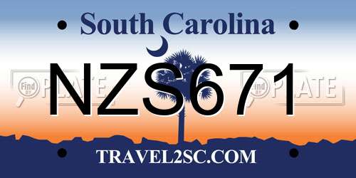 NZS671 South Carolina License Plate