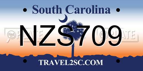 NZS709 South Carolina License Plate