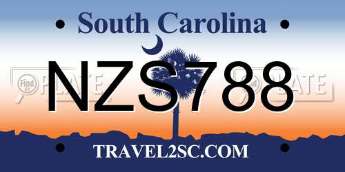 NZS788 South Carolina License Plate