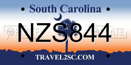 NZS844 South Carolina License Plate