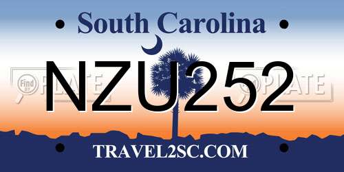 NZU252 South Carolina License Plate