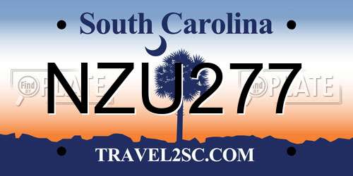 NZU277 South Carolina License Plate