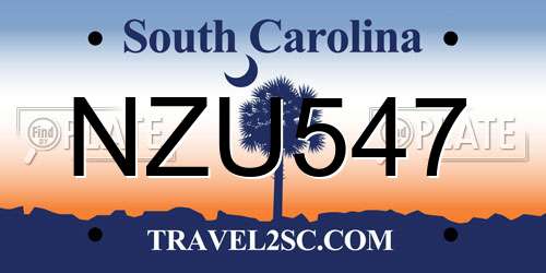 NZU547 South Carolina License Plate