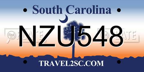 NZU548 South Carolina License Plate