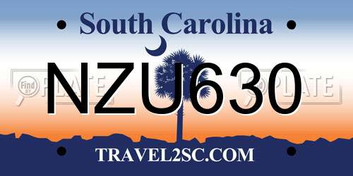 NZU630 South Carolina License Plate
